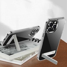 ZORE Apple iPhone 14 Pro Max Kılıf Standlı Şeffaf Silikon Zore L-Stand