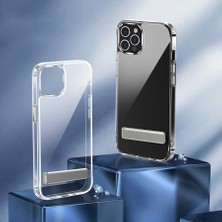 ZORE Apple iPhone 14 Pro Max Kılıf Standlı Şeffaf Silikon Zore L-Stand