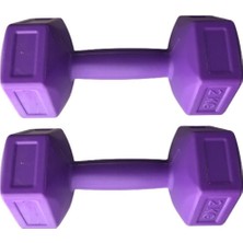 Leyaton  2 kg x 2 Adet Dambıl Vinyl Kaplı Dumbell Ağırlık - Mor