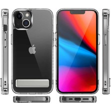 ZORE Apple iPhone 14 Kılıf Standlı Şeffaf Silikon Zore L-Stand Kılıf