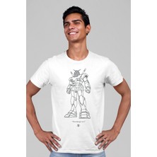 Rock&Roll Robotic Beyaz Kısa Kollu Ön ve Arka Baskılı Erkek T-Shirt