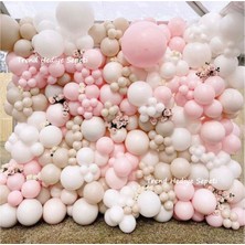 Trend Hediye Sepeti Retro Deniz Kumu Pembe Beyaz Balon 50 Adet ve 5 M Balon Zinciri