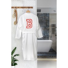Abaca Kimono Bornoz/  Kırmızı Renk Kolej Harf Nakış Işlemeli