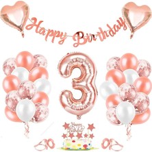 Bal10 Dünyası Rose Gold Folyo Balon Seti Banner 3 Yaş