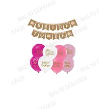 Bal10 Dünyası Bride To Be Zigzag Yazılı Banner ve Baskılı Balon Seti