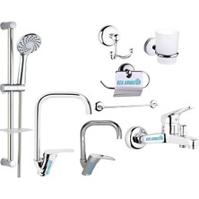 Elmina Armatür Sürgülü Duş - Lavabo - Mutfak - Banyo Bataryası Musluğu Set Full