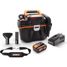 Worx WX031 20VOLT 4.0AH. 200W/16KPA Li-Ion Kömürsüz Flexi Esnek Hortumlu Profesyonel Şarjlı Islak/kuru Süpürge & Üfleme