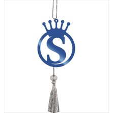 Lizpo Decor Çift Taraflı Ayna S Yazılı Parlak Mavi Ayna Pleksi Araba Dikiz Aynası Süsü