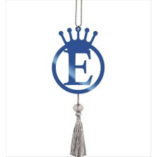 Lizpo Decor Çift Taraflı Ayna E Yazılı Parlak Mavi Ayna Pleksi Araba Dikiz Aynası Süsü