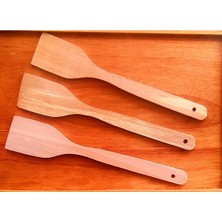 AhşapMadeni  Tahta Spatula 3 Parça Set 30CM Mutfak Yemek Gereçleri Spatula