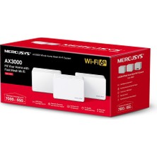 Mercusys Halo H80X(3-pack), AX3000Mbps, Dual-Band, Gigabit Portları, 150'ye Kadar Cihaz Bağlanabilir, 650 m²'ye Kadar Kapsama, Akıllı Bağlantı, Mobil Uygulama ile Kolay Kurulum, Wi-Fi 6 Mesh Sistemi