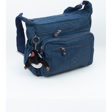 Krinkıl / Klinkır Su Geçirmez Kumaş Çok Gözlü Çapraz Kol ve Omuz Postacı Çantası Lacivert 5835