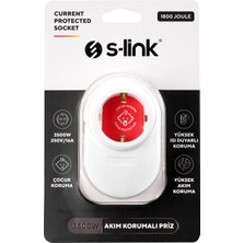 S-Link Sl-08 16A 3500W 1800 Joule Isıya Duyarlı Devre ve Akım Korumalı Tekli Priz