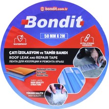 Bondit Çatı Izolasyon Ses Su Yalıtım Tamir Bandı Çamur Bant Gri 50 mm x 2 mt