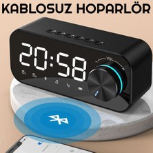 Upway Dijital Çalar Saat LED Ekran Bluetooth Hoparlör Mp3 Fm Radyo Alarm Masa Saati