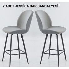 Pi Sandalye 2 Adet Jessıca Ada Mutfak ve Bar Sandalyesi - Bar Taburesi - Silinebilir Babyface Kumaş - Metal Ayak