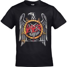 Orijin Tekstil Slayer Eagle Unisex Ön Arka Baskılı Siyah Tshirt