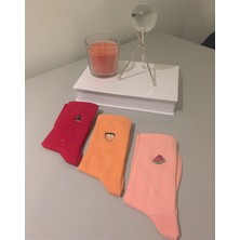 Ays Socks Boutique 3'lü Meyveli Nakıslı Renkli Çorap (Extra Soft)