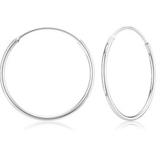 Gümüş 20 mm Ince Taşsız Halka Küpe