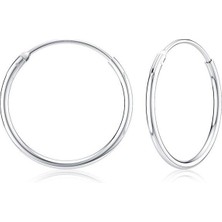 Gümüş 14 mm Ince Taşsız Halka Küpe