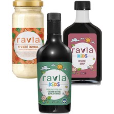 Ravla 3'lü Ürün - Kids Yüksek Polifenollü Organik Naturel Sızma Zeytinyağı 500ml / 17 Sebzeli Tarhana 200g / Kids Besleyici Karışım 250ml