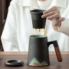 Xinh Dağ Tasarım Seramik Çay Filtre ile Seramik Kahve Fincanı Çin Çay Bardağı 400ML | Kupalar (Yurt Dışından)