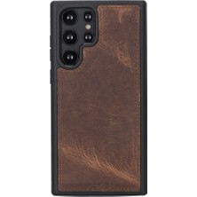 PLM Samsung Galaxy S22 Ultra Uyumlu Deri Cüzdanlı Kılıf Mwwn G2 Kahve