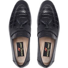 Nevzat Onay Siyah Klasik Loafer Kösele Erkek Ayakkabı -10936-