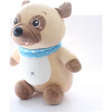 Toru Toys Oturan Fularlı Yavru Pug ve Kurt Peluş Oyuncak 40 Cm