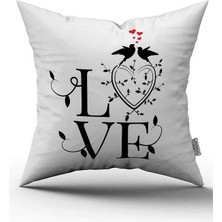 Cango Home Çift Taraflı Beyaz Siyah Love Dekoratif Dijital Baskı Kırlent Yastık Kılıfı - CGH479-CT