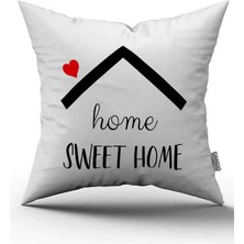 Cango Home Çift Taraflı Beyaz Siyah Home Sweet Home Yazılı Dijital Baskı Kırlent Yastık Kılıfı - CGH457-CT
