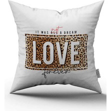 Cango Home Çift Taraflı Beyaz Siyah Leoparlı Love Yazılı Dijital Baskı Kırlent Yastık Kılıfı - CGH417-CT
