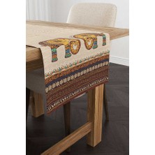 Cango Home Kahverengi Etnik Fil Desenli Dijital Baskılı Runner -CGH1265-RN