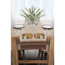 Cango Home Kahverengi Etnik Fil Desenli Dijital Baskılı Runner -CGH1265-RN