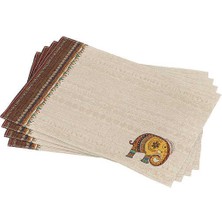 Cango Home Krem Etnik Fil Desenli Dijital Baskı Amerikan Servisi 4lü Set CGH1255-AS