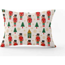 Cango Home Kırmızı Yeşil Yılbaşı Temalı Dijital Baskılı Kırlent Kılıfı CGH795-3550 Çift Tarafı Baskılı