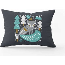 Cango Home Mavi Gri Yılbaşı Temalı Dijital Baskılı Kırlent Kılıfı CGH834-3550 Çift Tarafı Baskılı