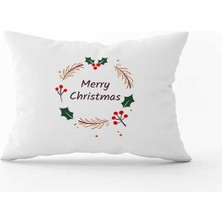 Cango Home Yeşil Çok Renkli Yılbaşı Temalı Dijital Baskılı Kırlent Kılıfı CGH873-3550 Çift Tarafı Baskılı