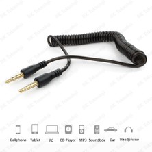 BK Teknoloji 3.5mm  Stereo Spiral Tasarım Araç Içi Aux Ses Aktarım Kablosu