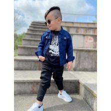 Melody Lacivert Ceketli 3 Parça Gabardin Denim Set