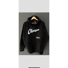 MEİLİFENG Unisex Chicago Baskılı Kapşonlu Sweatshirt %100 Pamuk