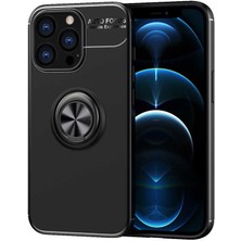 Nevarium  iPhone 14 Pro Max Kılıf Yüzüklü Mıknatıslı Silikon - Siyah