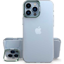 Nevarium iPhone 14 Pro Kılıf Şeffaf Lens Metal Standlı Skuba Silikon