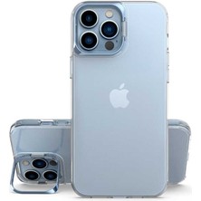 Nevarium iPhone 14 Pro Max Kılıf Şeffaf Lens Metal Standlı Skuba Silikon