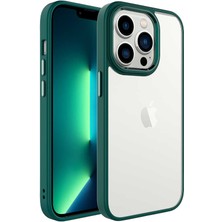 Nevarium iPhone 14 Pro Max Kılıf Arkası Şeffaf Renkli Kenar Krom Kapak