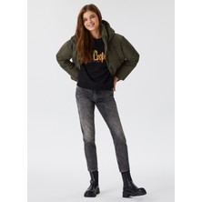 Lee Cooper Funny Yüksek Bel Normal Kesim Düz Paça Siyah Kadın Jean Pantolon