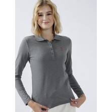 U.S. Polo Assn.  Polo Yaka Düz Gri Kadın Sweatshirt TPG-SK022