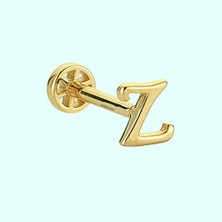 Sembol Gold Altın Piercing -Z- Harf 14 Ayar Tragus