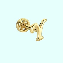 Sembol Gold Altın Piercing -Y- Harf 14 Ayar Tragus