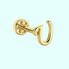 Sembol Gold Altın Piercing -U- Harf 14 Ayar Tragus